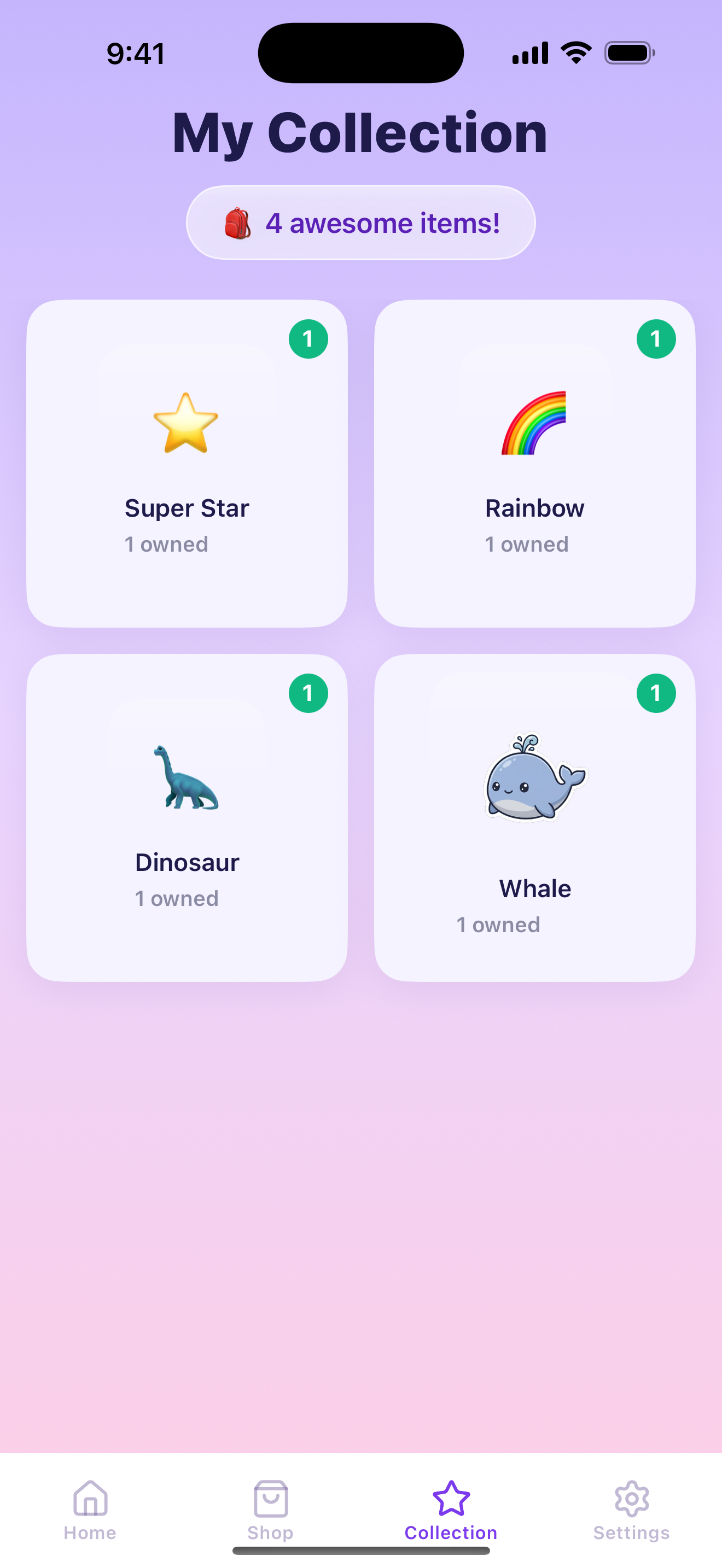 Go Time collection screen showing four earned stickers and 12 stars